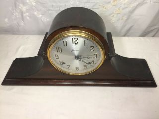Antique Sessions Mantle Clock Wooden Case 8 - Day Wendell Mechanical Windup W/ Key
