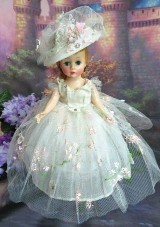 Vintage 1958 Madame Alexander Cissette Doll Painted Flowery Net Dress Bridesmaid