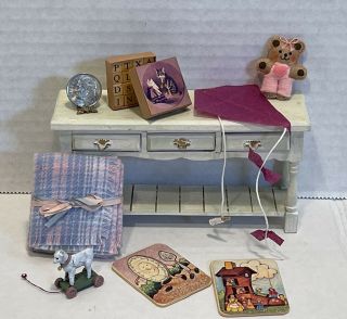 Vintage Artisan Baby Girl Nursery Décor Blocks Puzzles Dollhouse Miniature 1:12