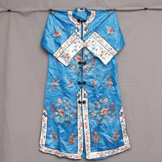 Antique Chinese Qing Dynasty Silk Embroidered Textile Jacket Robe |chinese Style