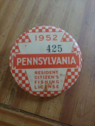 1952 Pennsylvania Fishing License Low Number