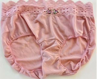 Vtg Olga Misty Mauve Silky Nylon & 3 " Lace Waistband Back Seamed Panty Brief 6/m