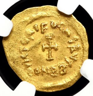 Phocas,  AD 602 - 610.  Gold Tremissis,  Cross,  NGC Ch XF 2