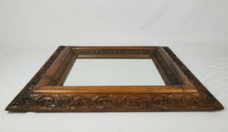Antique Ornate Carved Oak Gesso Wall Mirror Deep Frame Victorian 33 
