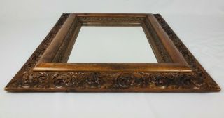 Antique Ornate Carved Oak Gesso Wall Mirror Deep Frame Victorian 33 