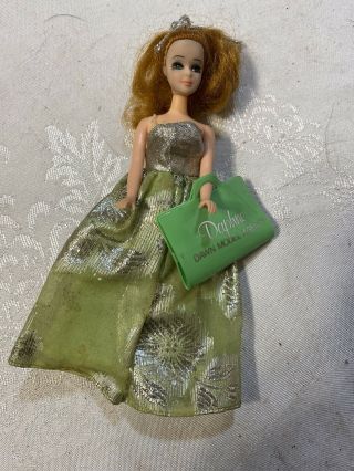 Estate Vintage Topper Dawn Daphne Model Agency Doll W/ Purse & Green Dress 1