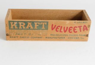Vintage Kraft Cheese Velveeta Wooden 2 Lb Cheese Box Chicago Il