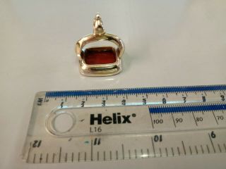 Antique Cornelian set seal/fob with engraved stone,  not gold. 2