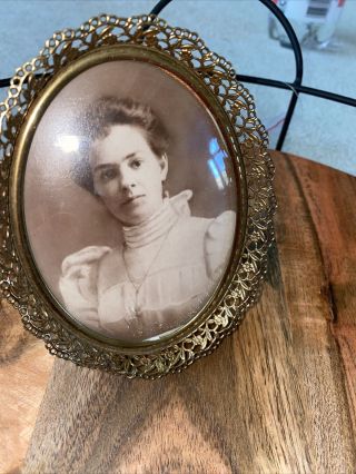 Vintage Antique Picture Frame With Photo Of Woman