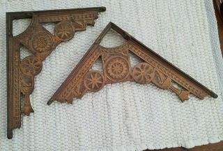 2 Antique Eastlake Copper Shelf Brackets 8 X 10 "