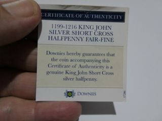 England - King John I (1199 - 1216) Halfpenny 3