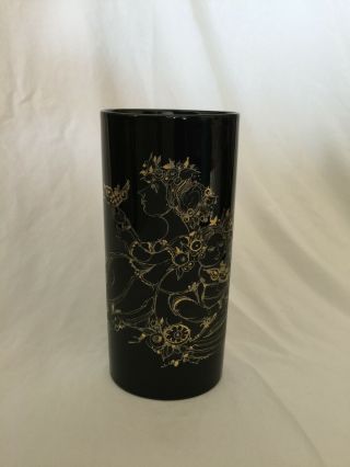 Mid Century Rosenthal Bjorn Wiinblad Black Silver & Gold Ceramic Vase