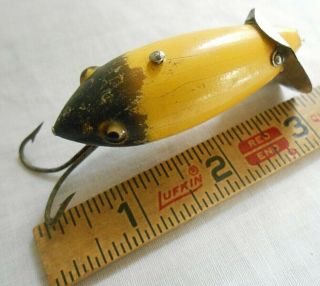 Vintage Heddon Dowagiac Crab Wiggler Fishing Lure W/glass Eyes Yellow & Black