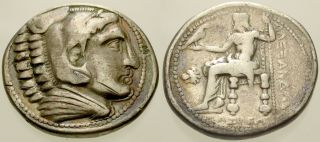 025.  Greek Silver Coin.  Alexander Iii,  Ar Tetradrachm.  Herakles / Zeus.  Fine