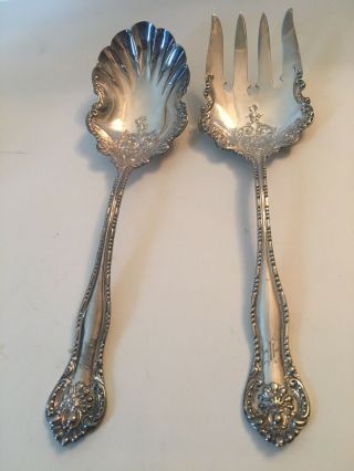 1900 Wm.  Rogers Vintage Silver Plated Salad Serving Fork And Spoon Set