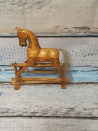 Vintage Miniature Wooden Rocking Horse 8 "