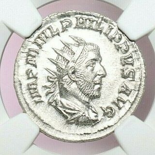 Ngc Ms Roman Coins Philip I,  Ad 244 - 249.  Ar Double - Denarius.  A757