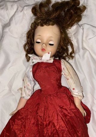 Vintage 1957 Alexander CISSY Doll W Red Taffeta Street Dress w/Polka Dot 2110 6