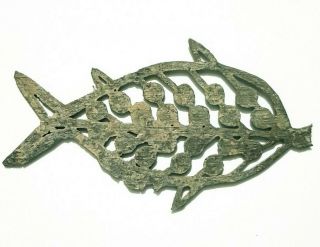 (Riau Empire) Intact Tin Katun Money Fish Shaped 18th Century 