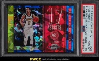2018 Panini Contenders Optic Cracked Ice Blue Trae Young Rookie Rc 29 Psa 10