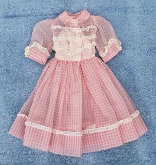 Vintage Madame Alexander Cissy Tagged Pink Checkered Dress