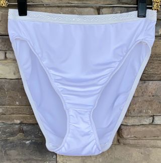 Vtg Sears Xl Hi - Leg High Waist Gusset White Nylon Granny Pantie Briefs Underwear