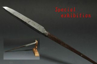 Japan Antique Edo Iron Spear Yari 國廣 Yoroi Kabuto Samurai Katana Sword Busho