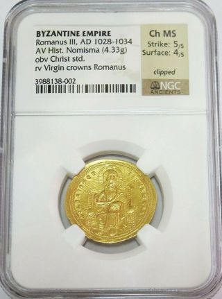 1028 - 1034 Ad Gold Byzantine Empire Romanus Iii Av Hist.  Nomisma Ngc Choice Ms