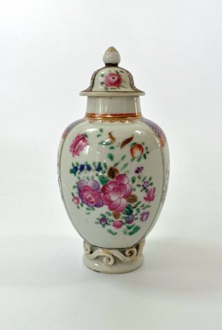 Chinese Porcelain Tea Caddy And Cover,  C.  1760.  Qianlong Period.
