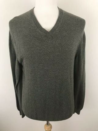 Vintage Brooks Brothers Mens Medium Sweater Gray V Neck Cotton Usa