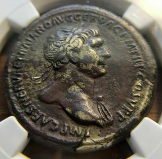 Trajan (ad 98 - 117) Sestertius - Ngc Ch Vf,  Smoothing