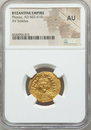 Phocas,  Byzantine Empire Gold,  AD 602 - 610,  NGC AU 3