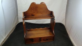 Vintage Wooden Wall Shelf Farmhouse Rustic 2 With Drawers Wall Hanging Standing