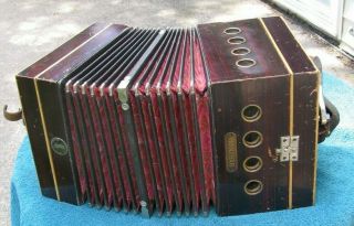 Htf Antique Tanzbar Made In Germany Music Roll Player Concertina Accordion