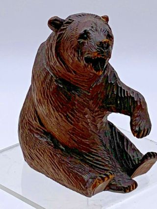 Antique Black Forest Hand Carved Wood Bear Figurine Paperweight