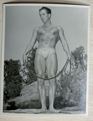 Physique Photography,  Vintage Posing Strap Era Photograph,  Outdoor 4x5