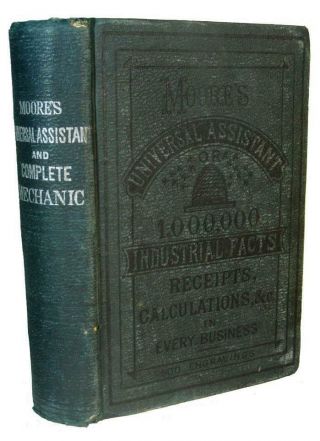 1879 Antique Cookbook Farm Guide Home Medical Bees Soap Wood Metal Work Mechanic