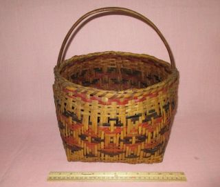 Antique Native American Indian Cherokee Rivercane Split Bent Oak Splint Basket
