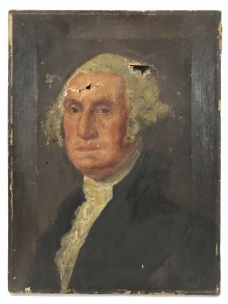 Antique Late 19th C Oil Painting President George Washington - For Restoration