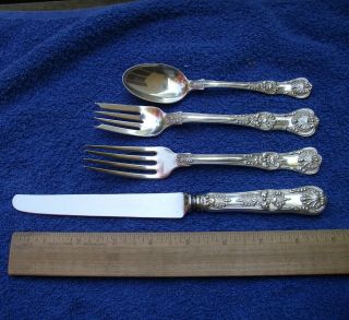 Tiffany Sterling English King (1885) 4 Pc Luncheon Size Place Setting - No Mono
