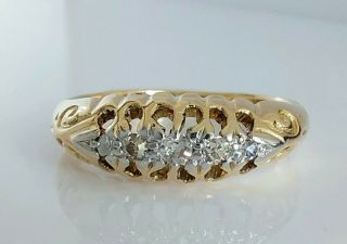 Antique Victorian 18ct Gold & Diamond Five Stone Engagement Ring Uk O