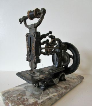 Antique C1872 James G Weir Sewing Machine Marble Base Wheel Turns