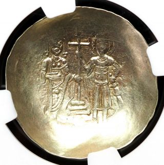 John Ii Gold (electrum) Aspron Trachy,  Ad 1118 - 1143,  Ngc Ch Vf