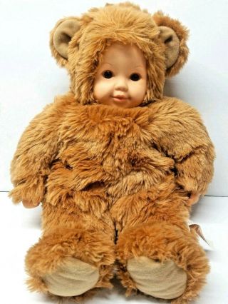 Anne Geddes Plush Baby Doll Bear Vintage 14 " Soft Stuffed 1997 Blue Eyes