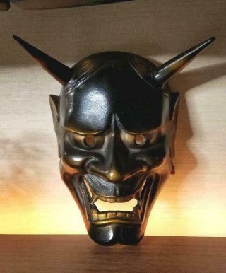Japanese Handmade Noh Mask Iron Kyougen Kagura Hannya Demon Bugaku Oni F/s