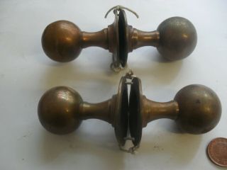 Two Pairs Of Antique Brass Door Handles