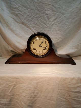 Restored Antique Haven Mahogany Tambour Mantle Clock ©1920