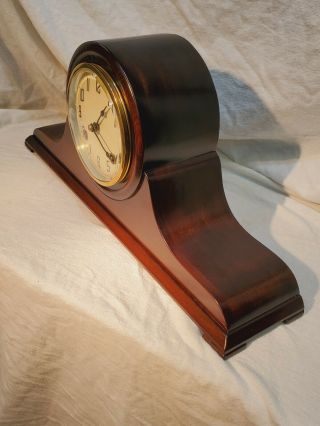 Restored Antique Haven Mahogany Tambour Mantle Clock ©1920 2