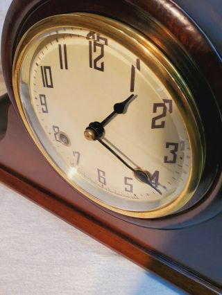 Restored Antique Haven Mahogany Tambour Mantle Clock ©1920 3