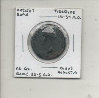 Ancient Roman Coin Tiberius 14 - 37 A.  D.  Ae As Rome 22 - 3 Ad Divus Augustus